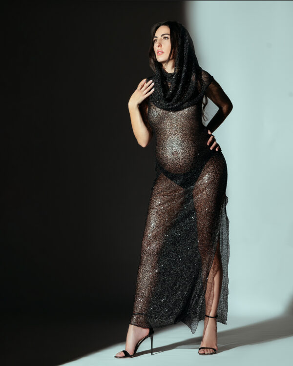 abito maternity chiara effe Adrian Alvarez Milano sartoria partenopea sartoriale paillettes made in italy