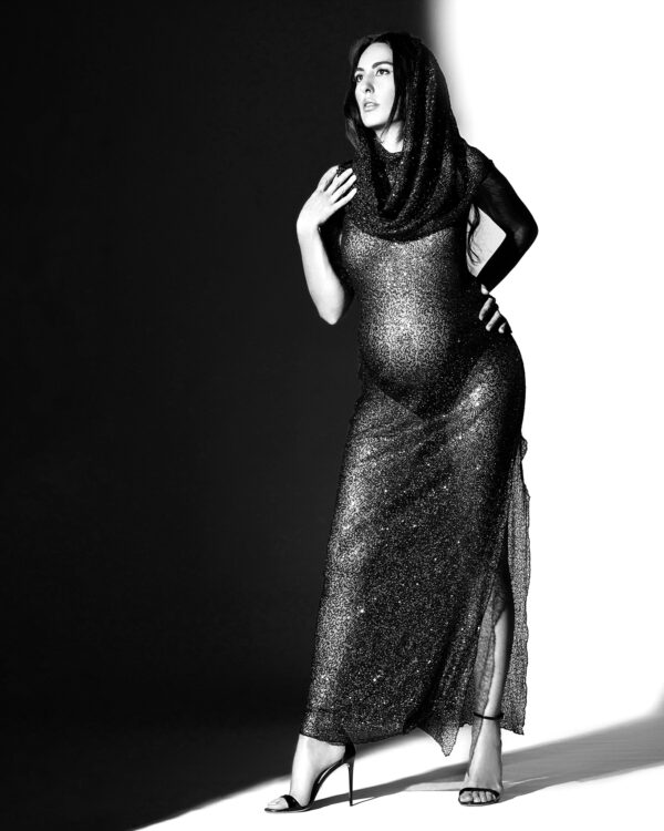 abito maternity chiara effe Adrian Alvarez Milano sartoria partenopea sartoriale paillettes made in italy