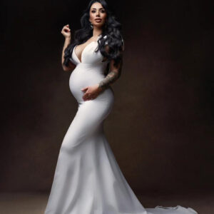 mermaid 3d sartoria partenopea monika serek sartoriale made in italy abito maternity gonna a sirena bianco