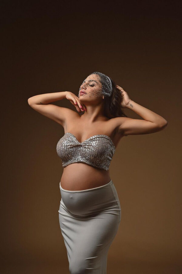 abito maternity naike paillettes Lia Rinaldi sartoria partenopea sartoriale made in italy