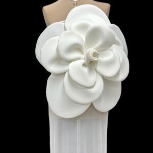 DRESS GABRIELLE SARTORIALE NAPOLI MADE IN ITALY CHANEL FIORE BIANCO CAMELIA ELEGANTE